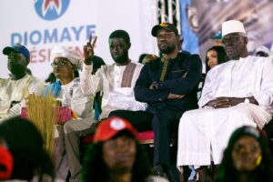 Senegalese presidential candidate Bassirou Diomaye holds closing campaign rally in Mbour