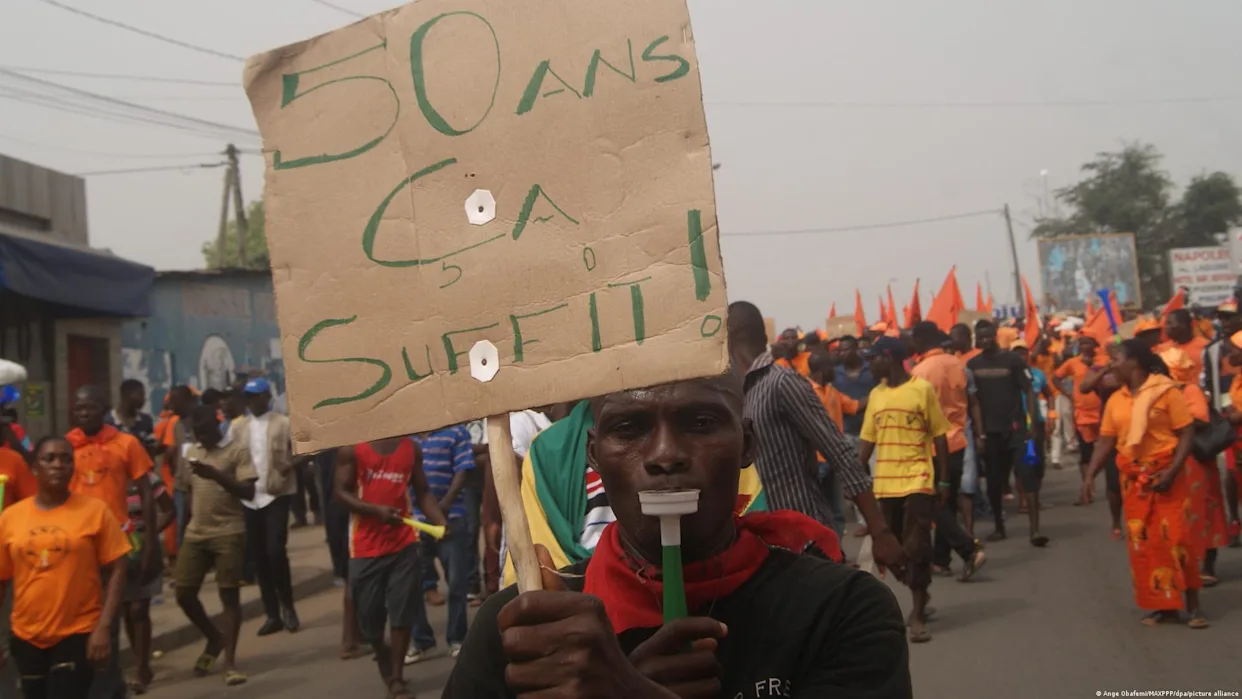Past demonstrations in Togo, such as this 2017 protest, were often suppressed and later banned