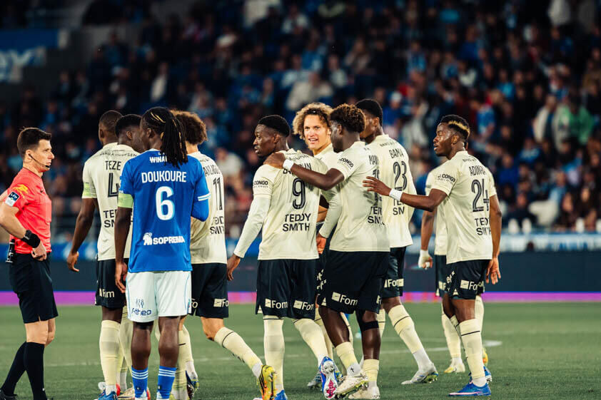 AS Monaco players in action against Strasbourg