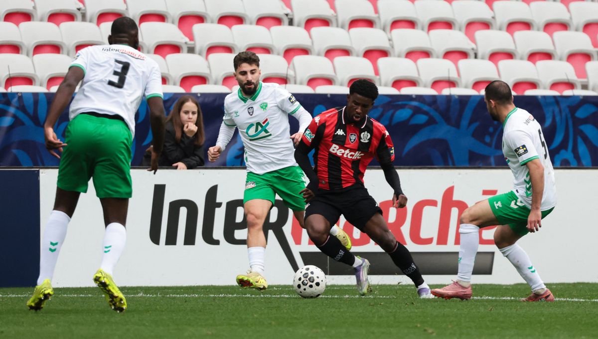 OGC Nice forward Mohamed-Ali Cho facing AS Saint-Étienne this season in the Coupe de France