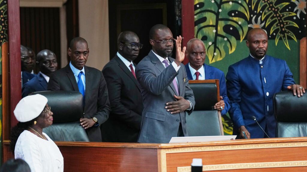 Ousmane Sonko delivers a speech after his election as President of the National Assembly in Dakar on May 26, 2026.