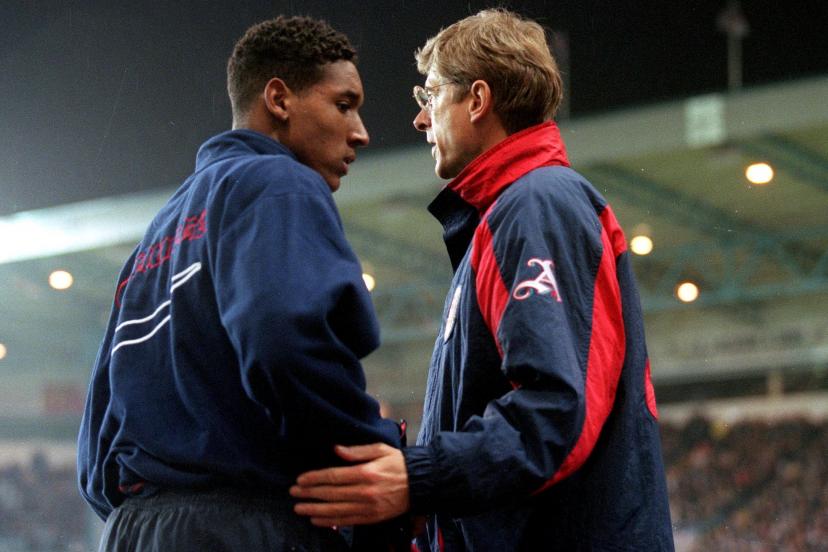 Nicolas Anelka with Arsène Wenger, Arsenal manager, two months after the french striker's move to london