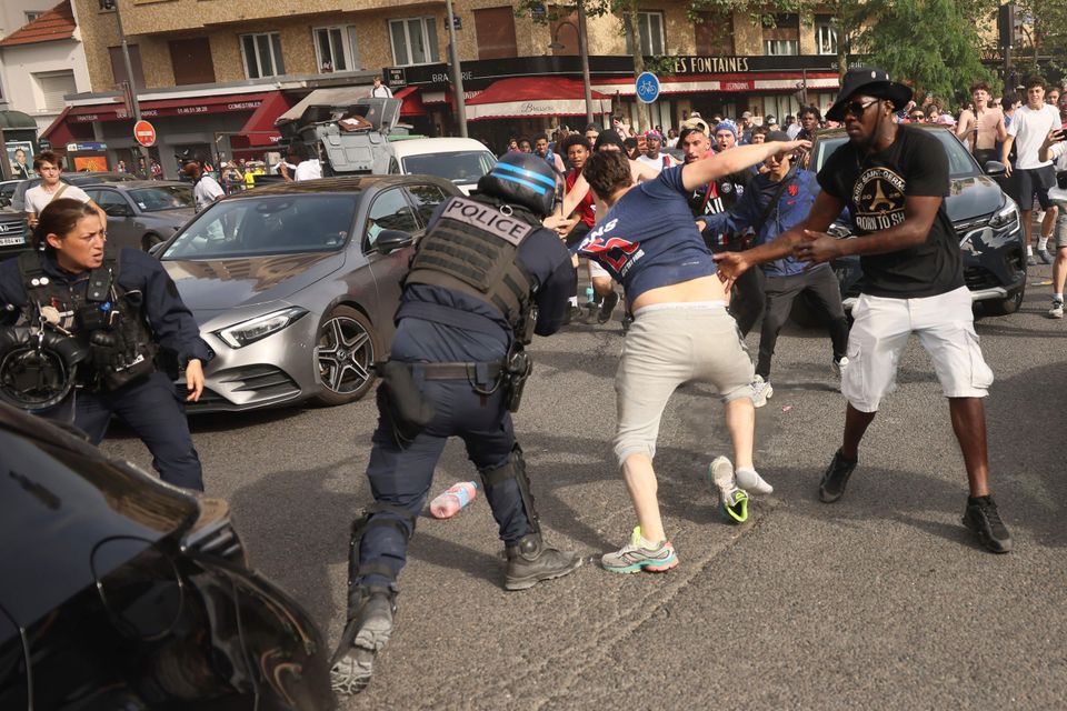 Clashes near Parc des Princes stadium.