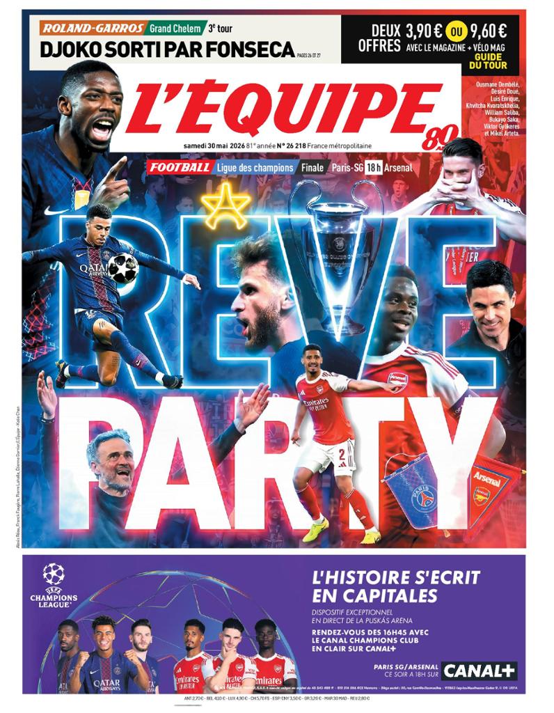 PSG players celebrating with the Champions League trophy