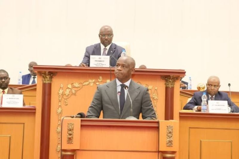 Government officials addressing parliamentarians