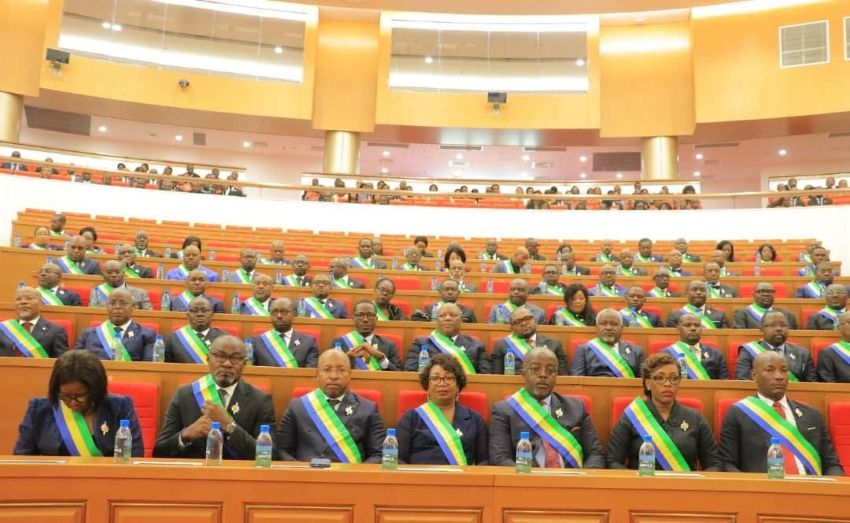 Gabonese deputies during a congress at the National Assembly