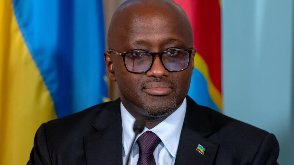 Rwandan Foreign Minister Olivier Nduhungirehe at a peace agreement signing ceremony between Rwanda and the DRC at the U.S. Department of State, Washington, June 27, 2025 [illustrative image].