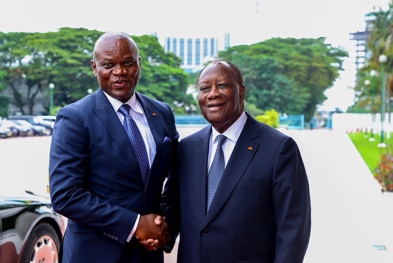 Gabonese President Brice Clotaire Oligui Nguema and Ivorian counterpart Alassane Ouattara