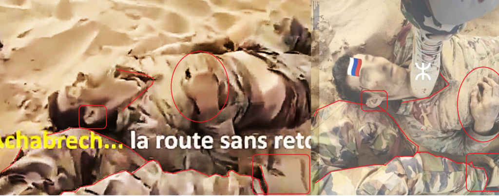 Analysis of body positioning, hand placement, and facial features helped trace the scene from which the misleading image was extracted.