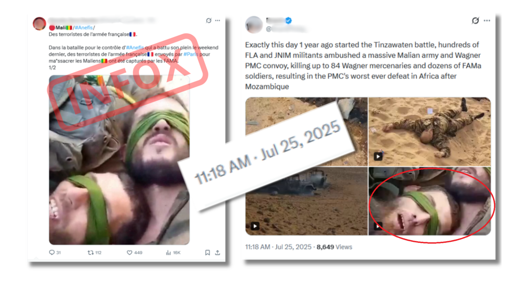 The same accounts later spread false claims about alleged French prisoners, using archival images.