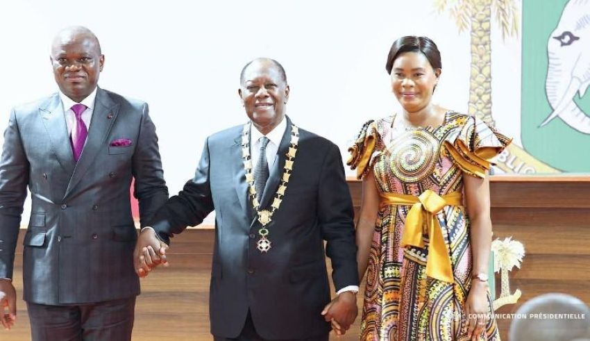 Gabon's President Oligui Nguema and Côte d'Ivoire's President Alassane Ouattara during a bilateral meeting