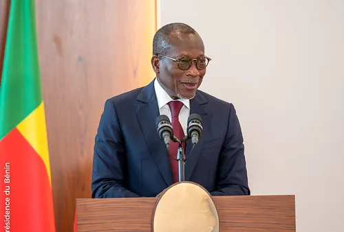 Patrice Talon delivering speech
