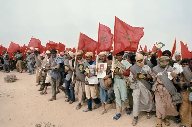Moroccan civilians during the Green March of November 1975