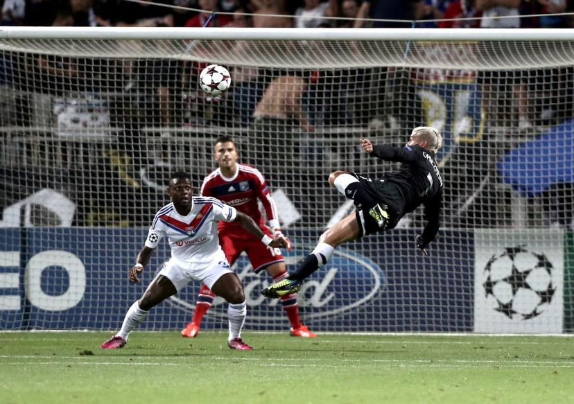 Antoine Griezmann scoring for Real Sociedad against Lyon in 2013